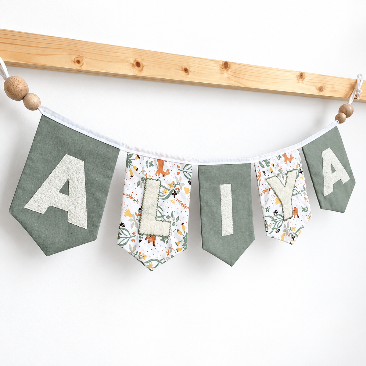 Personalised Reclaimed Fabric Name Banner
