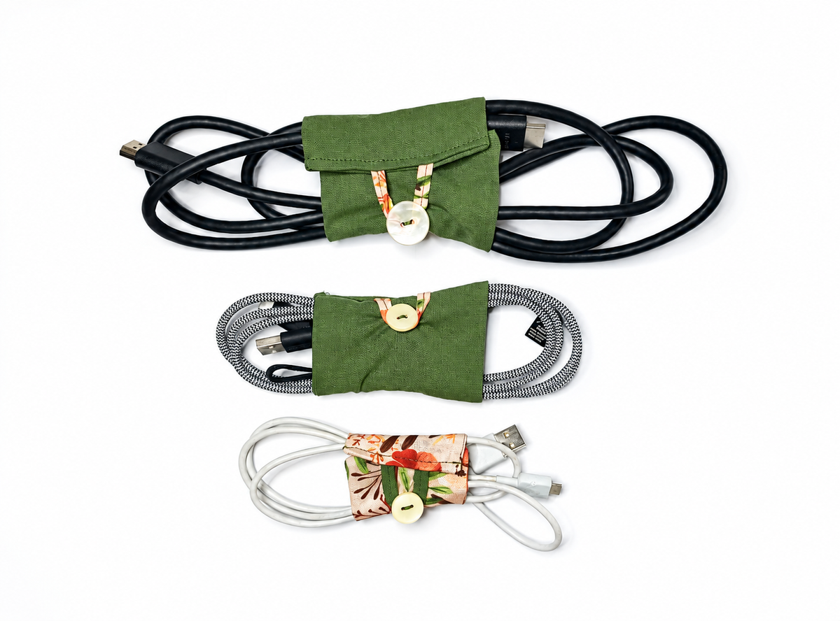 Reclaimed Fabric Cable Holders – Set of 3
