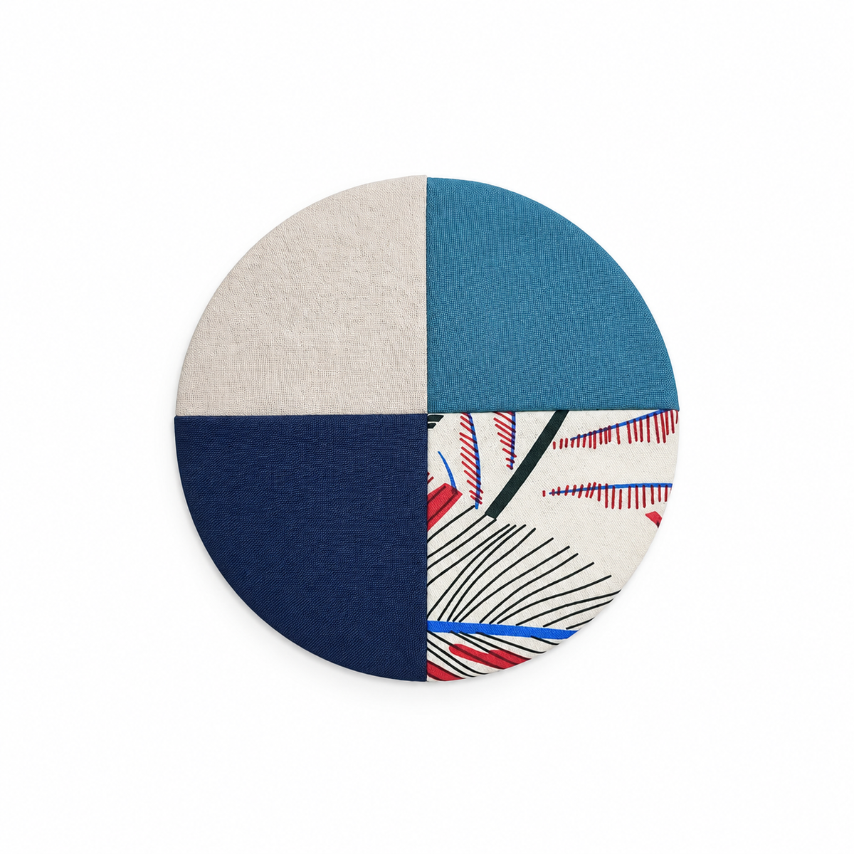 Round Reclaimed Fabric Coasters – Set of 4