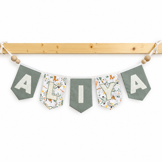 Personalised Reclaimed Fabric Name Banner